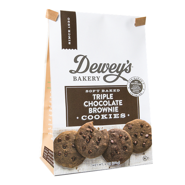 slide 1 of 1, Dewey's Bakery Triple Chocolate Brownie Cookies, 6 oz