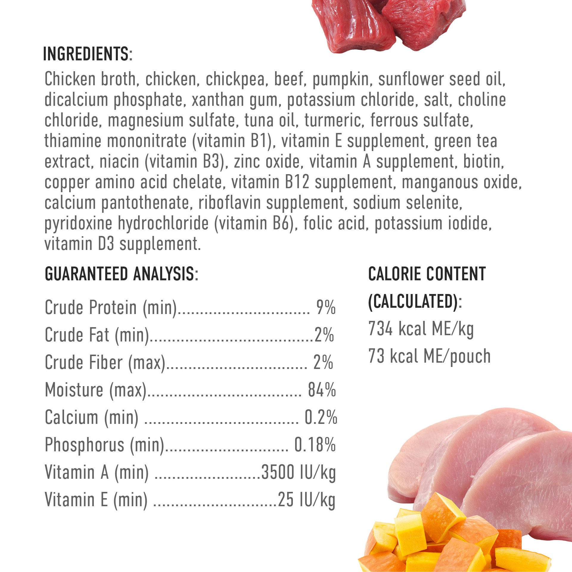 slide 3 of 6, Tiki Dog Senior Mousse Wet Dog Food, Chicken, Beef & Pumpkin, 3.5 oz. Pouch (12 Count), 3.5 oz