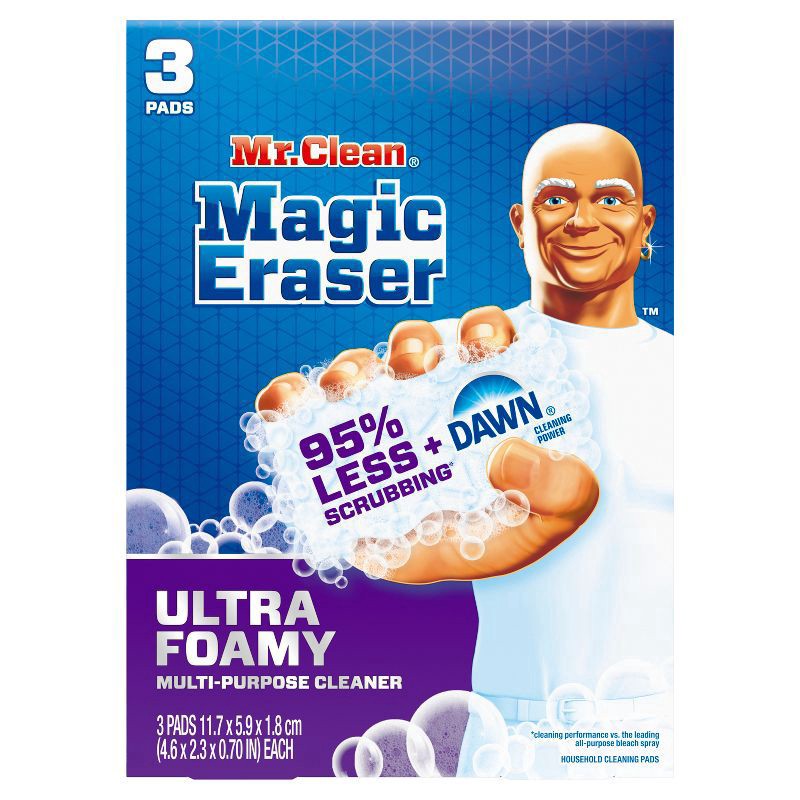 slide 5 of 5, Mr. Clean Magic Eraser Foaming Sponge, All Purpose Cleaner, Dawn Cleaning Power, Ultra Foamy, 3ct, 3 ct