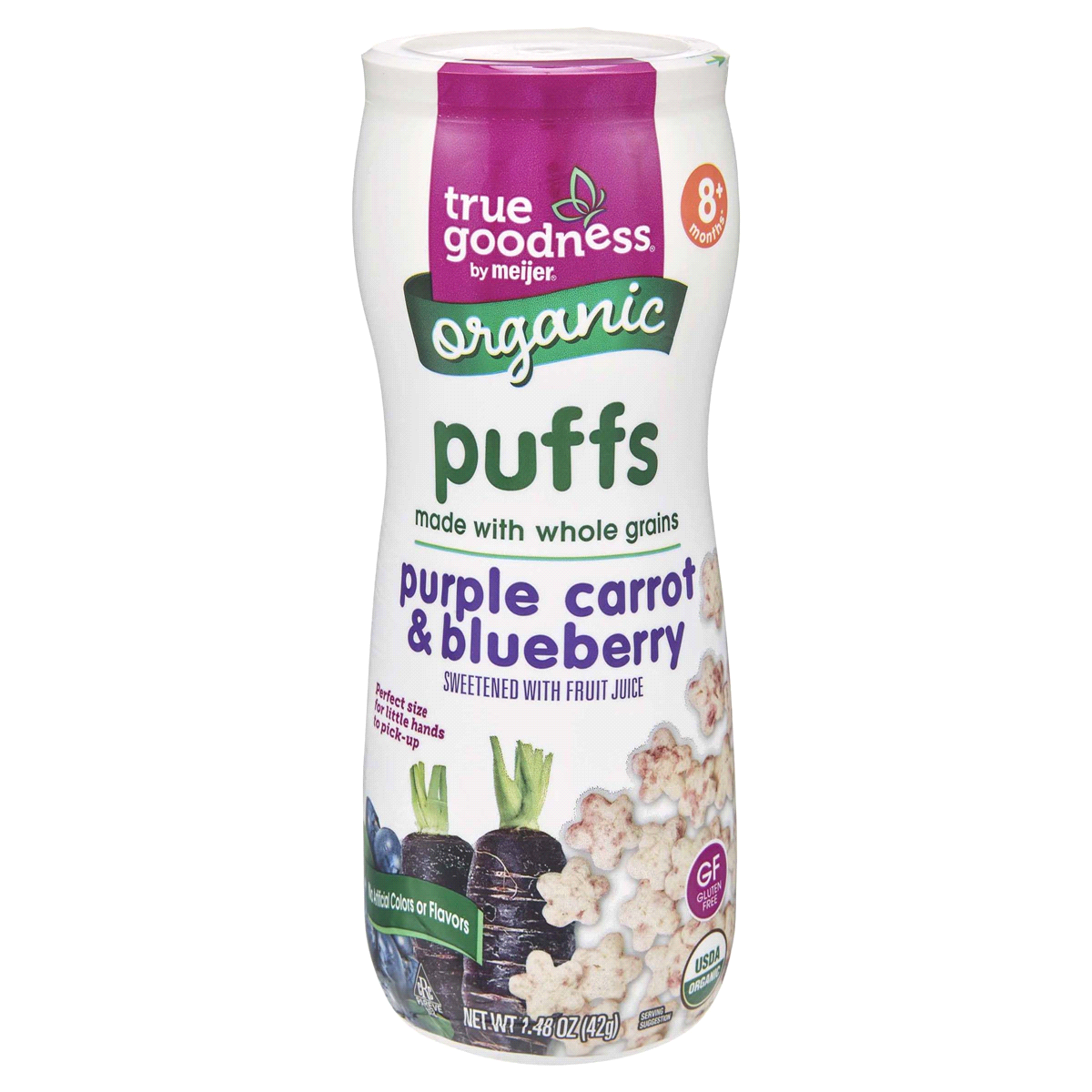 slide 1 of 9, True Goodness Organic Puffs Purple Carrot & Blueberry, 1.48 oz