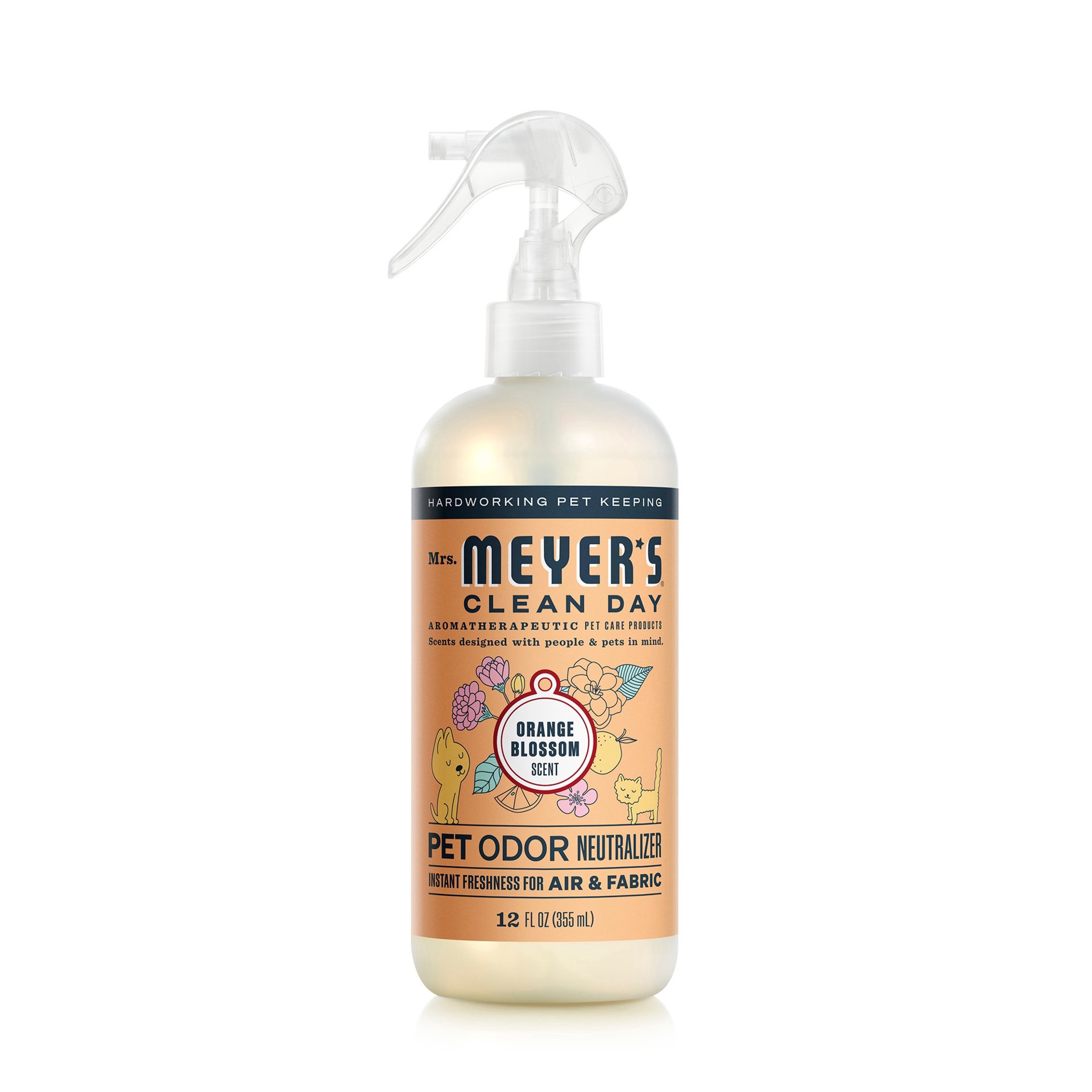 slide 1 of 1, Mrs. Meyer's Clean Day Pet Odor Neutralizer, Orange Blossom Scent, 16oz, 12 oz