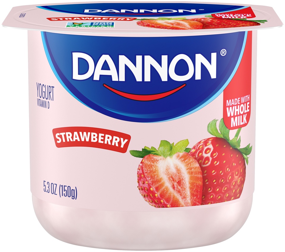 slide 1 of 5, Dannon Whole Milk Strawberry Yogurt, 5.3 oz