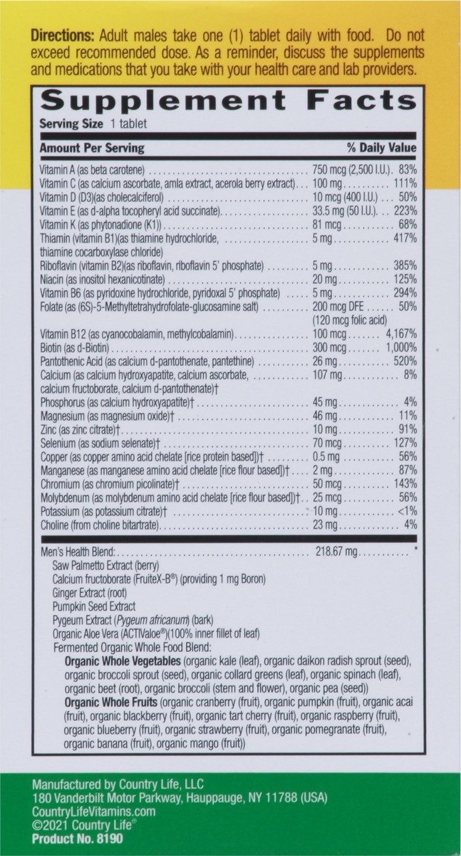 slide 4 of 9, Country Life Core Daily-1 Men's Multivitamin Tablets, 60 ct