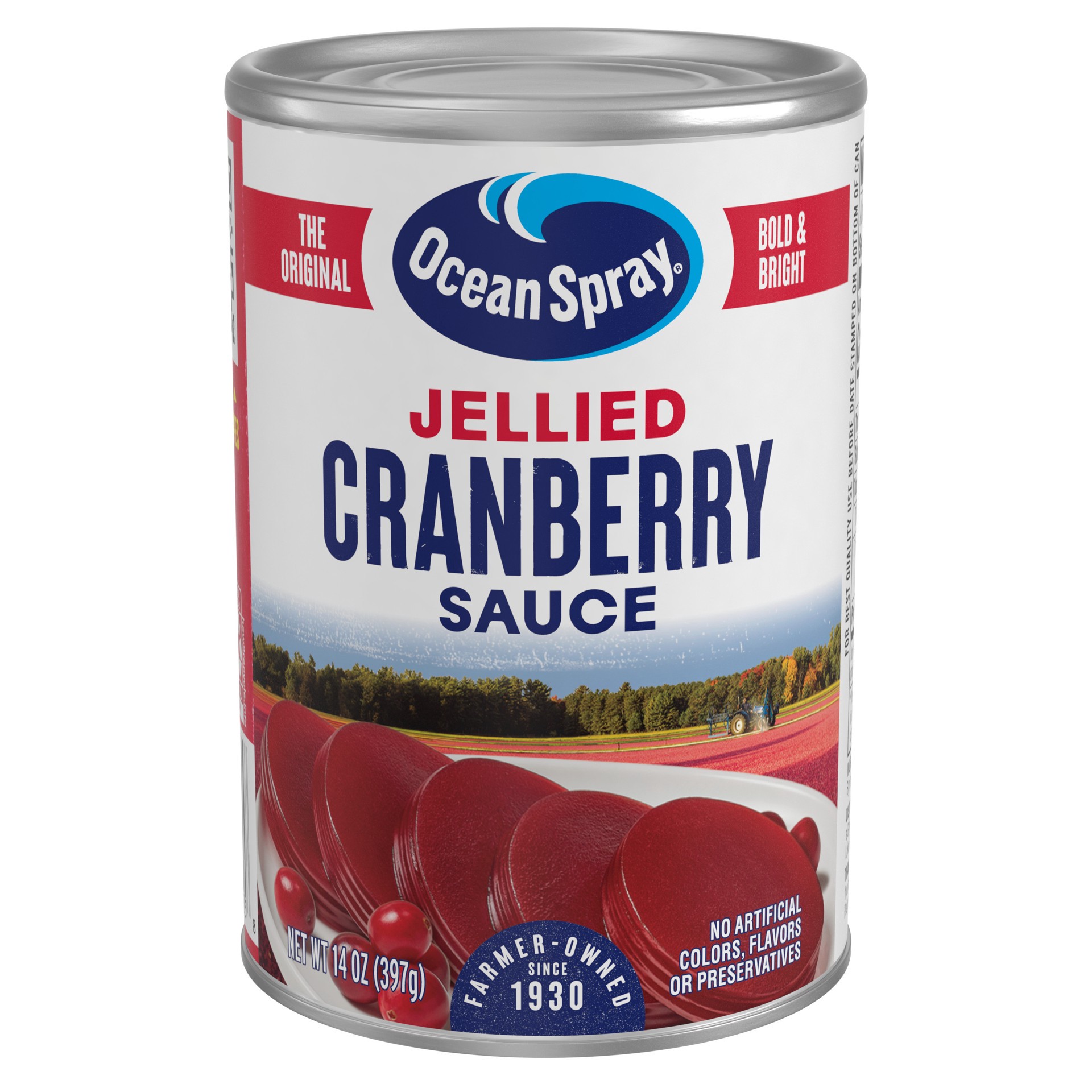 slide 1 of 9, Ocean Spray Jellied Cranberry Sauce, Canned Side Dish, 14 Oz Can, 14 oz