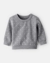 Carter's Baby Girl Polka Dot Fleece Sweatshirt - Grey Grey 6M