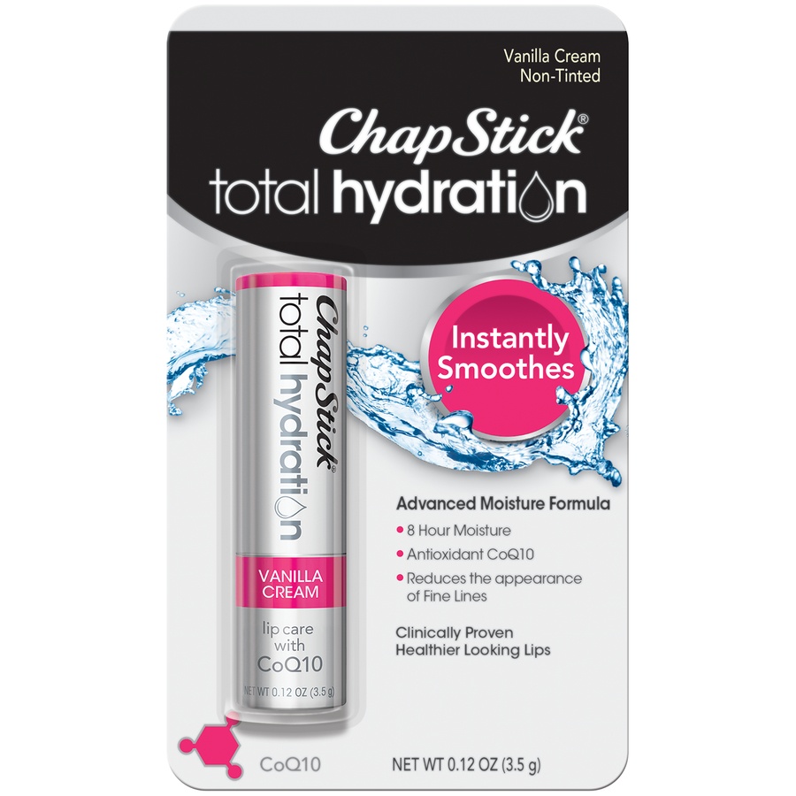 slide 1 of 5, ChapStick Total Hydration Vanilla Cream Lip Care, 0.12 oz