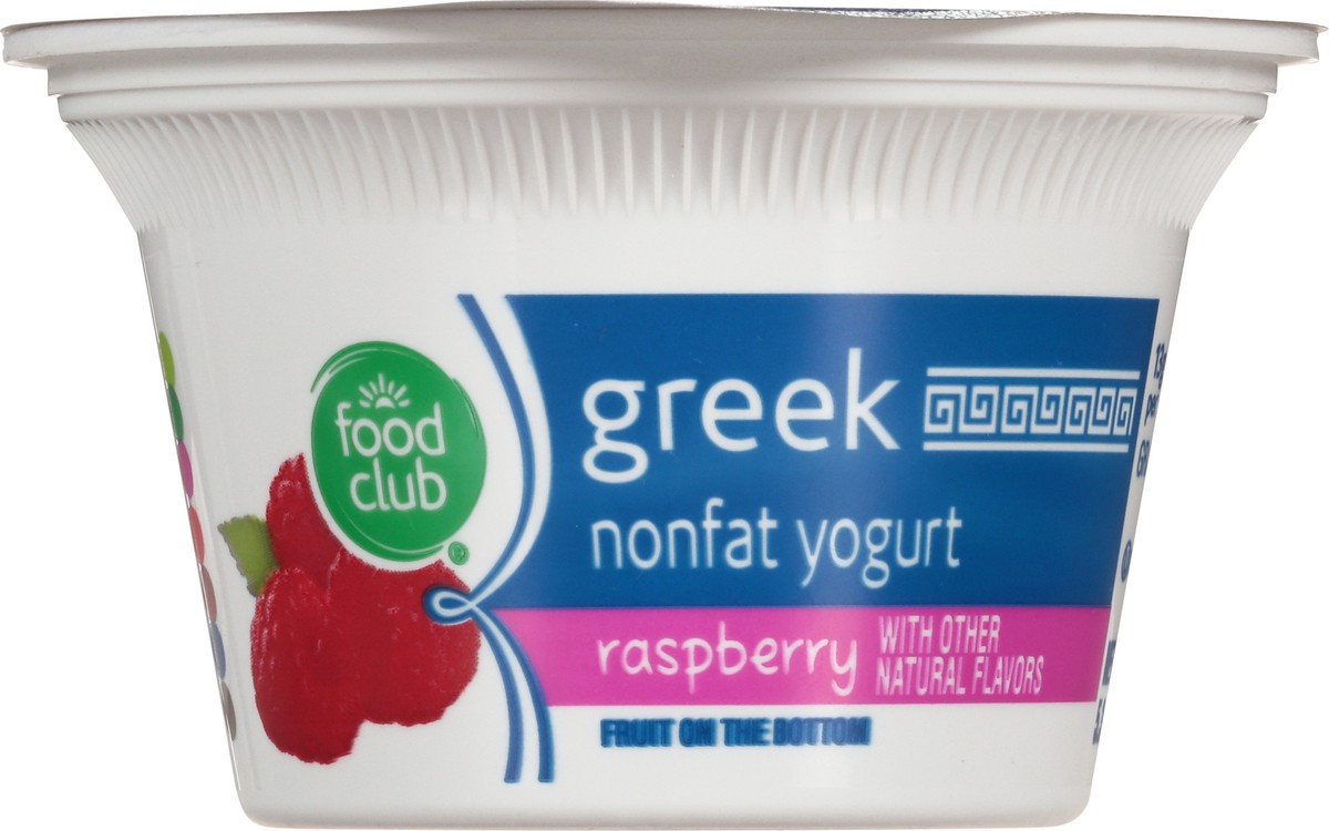 slide 9 of 11, Food Club Raspberry Fruit On The Bottom Greek Nonfat Yogurt, 5.3 oz