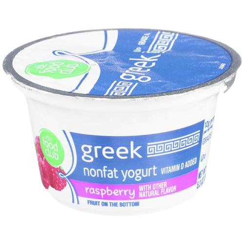 slide 1 of 1, Food Club Raspberry Fruit On The Bottom Greek Nonfat Yogurt, 5.3 oz