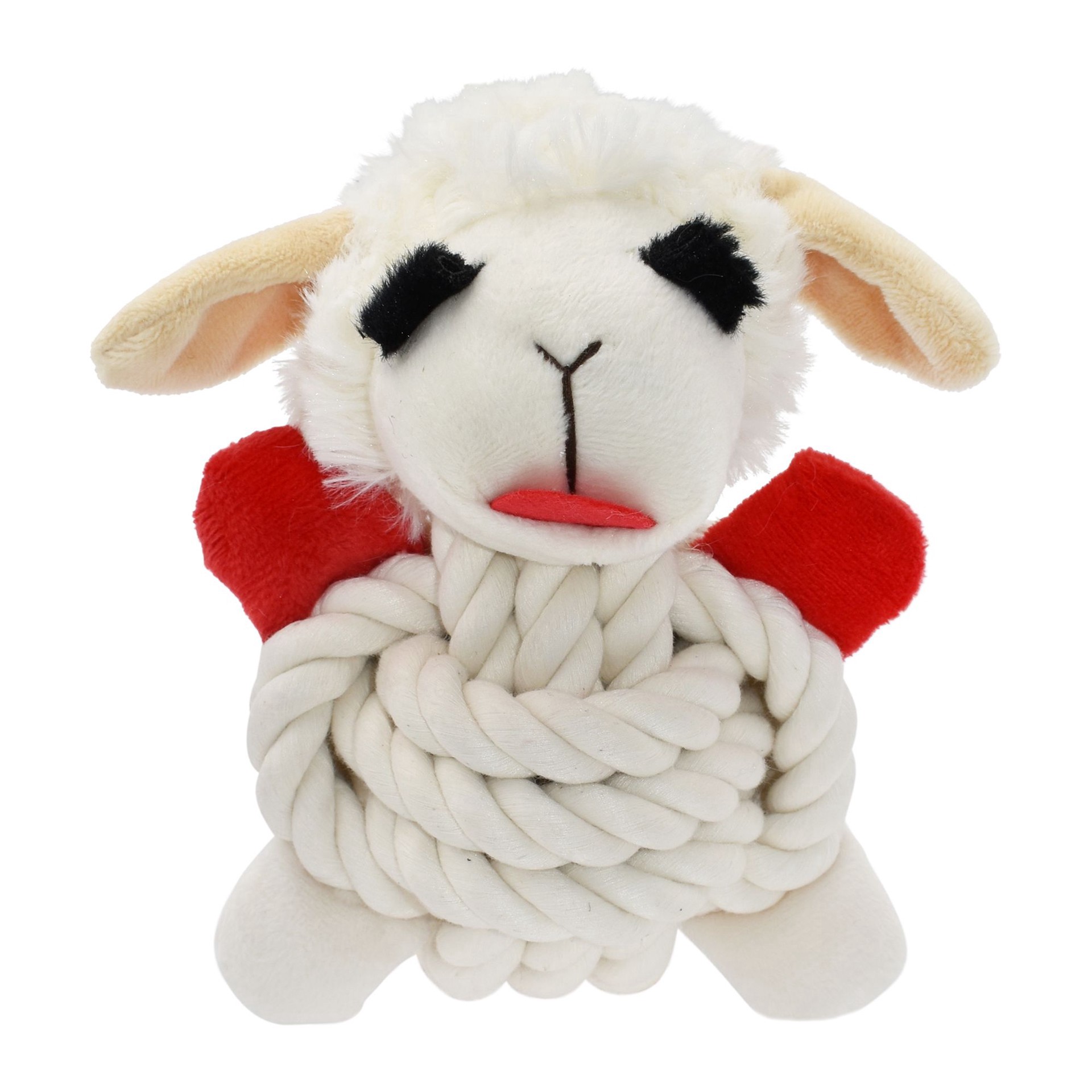 slide 1 of 1, Multipet® Lamb Chop Rope Ball Squeaky Dog Toy, 1 ct