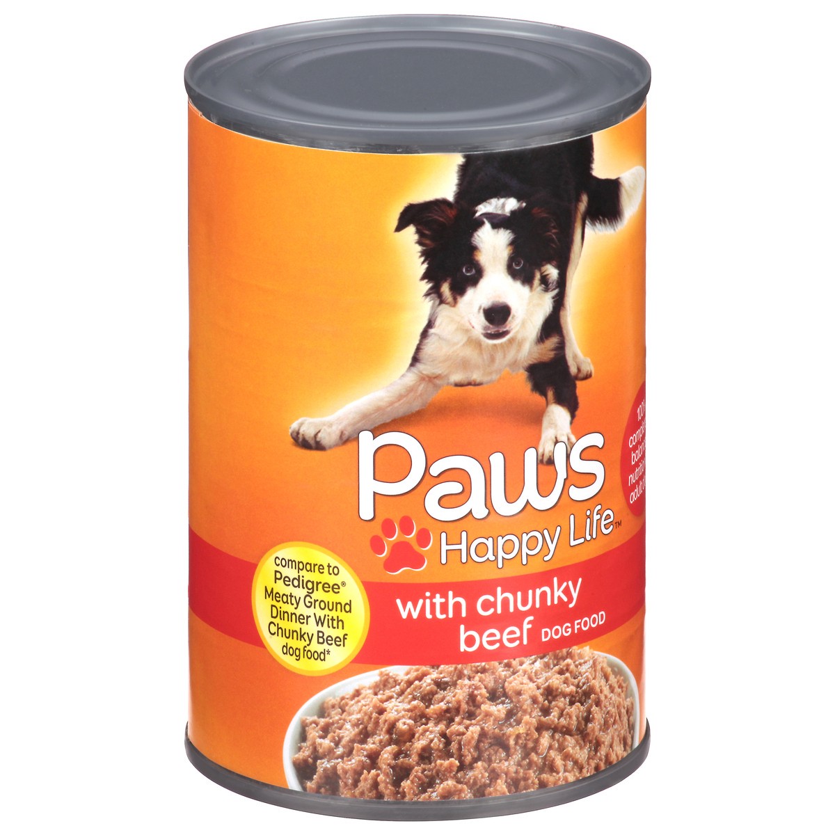 slide 2 of 9, Paws Happy Life Chunky Beef Dog Food 22 oz, 22 oz