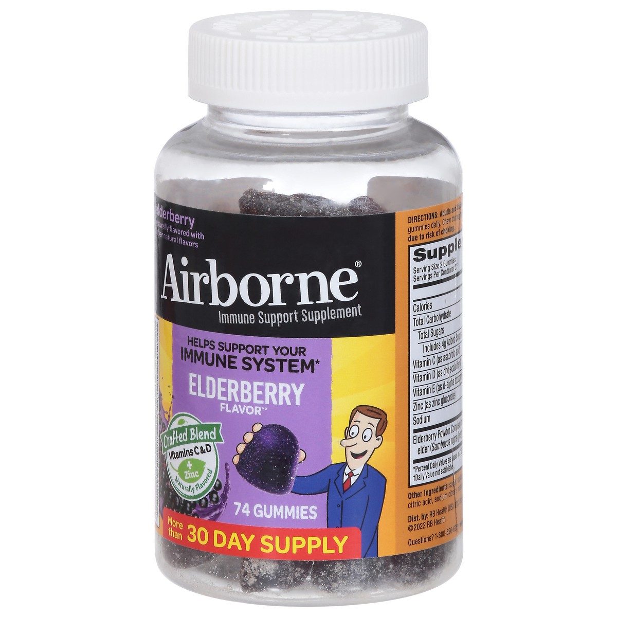 slide 3 of 9, Airborne Elderberry Gummies, 74 ct