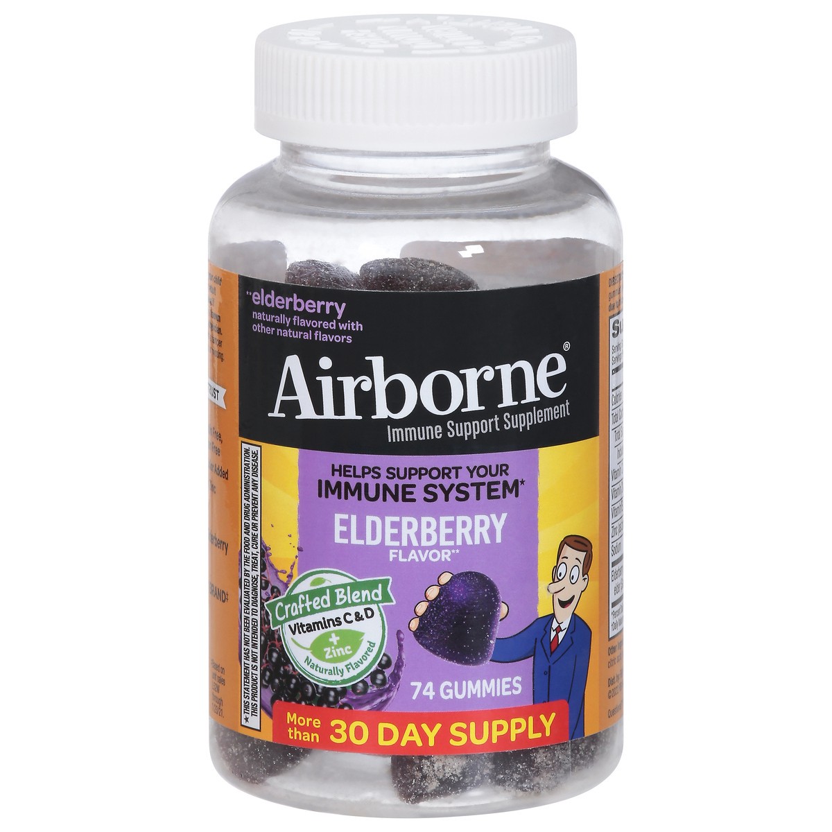 slide 1 of 9, Airborne Elderberry Gummies, 74 ct