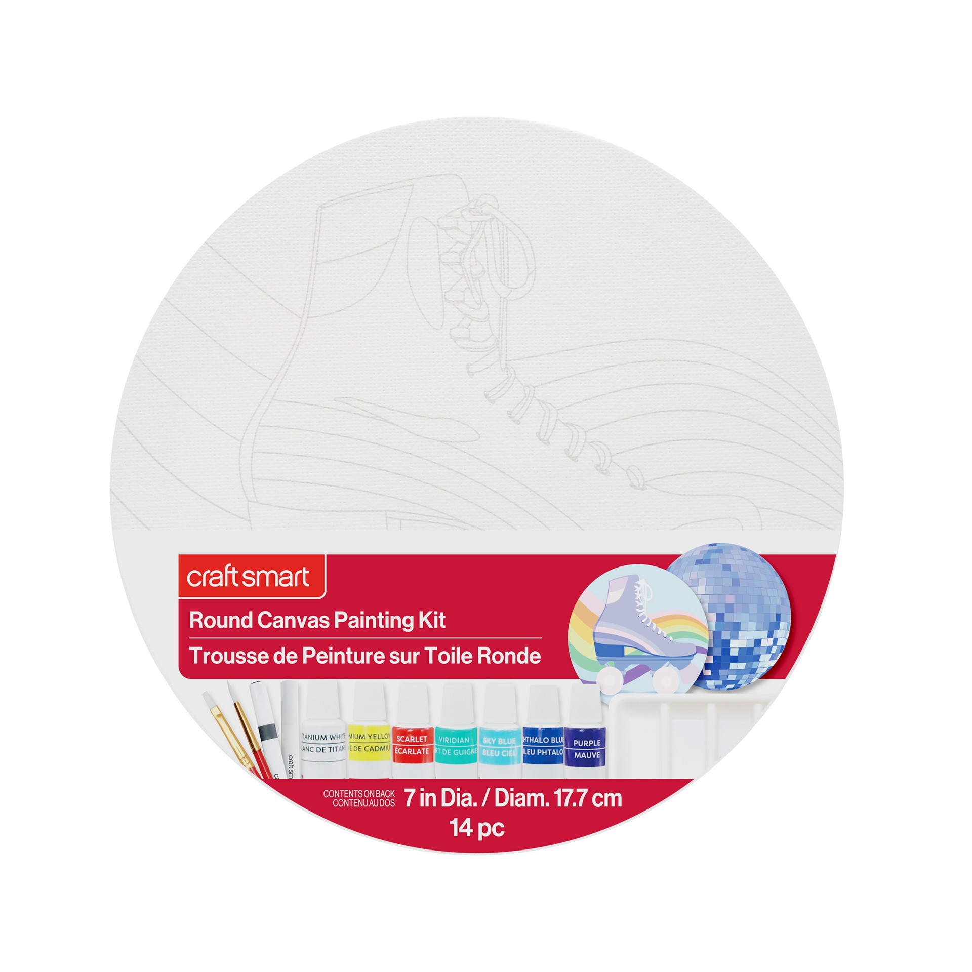slide 3 of 6, 7" Disco Round Canvas Painting Kit By Craft Smart, 7 in