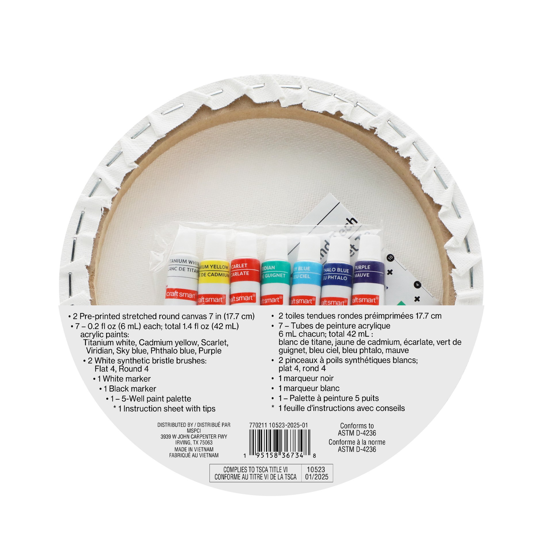 slide 5 of 6, 7" Disco Round Canvas Painting Kit By Craft Smart, 7 in