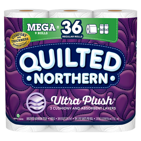 slide 1 of 1, Quilted Northern Bathroom Tissue Unscented Ultra Plush, 9 ct