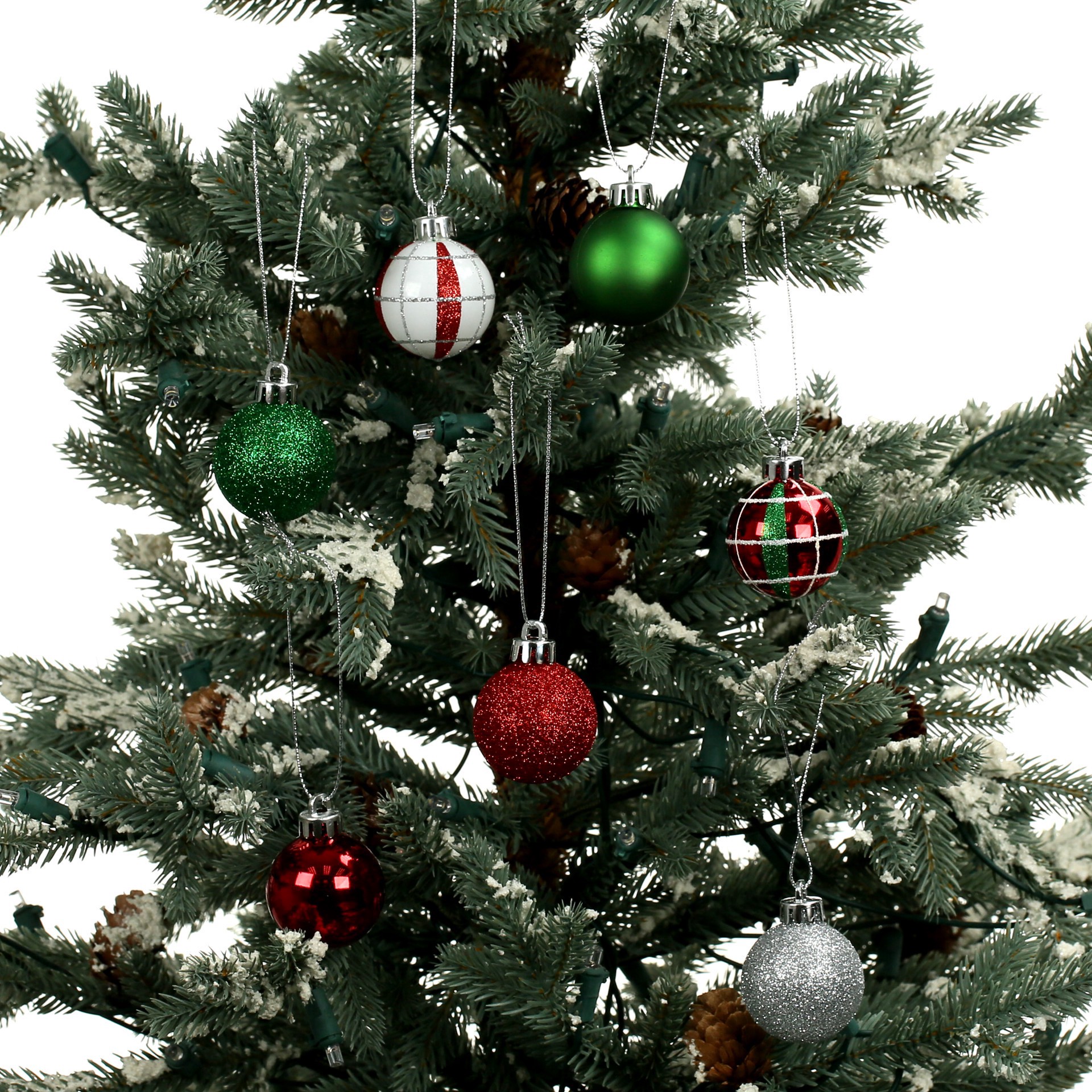 slide 2 of 3, 7 Pack 1.5" Red, Green, White & Silver Shatterproof Ball Ornaments By Ashland, 7 ct