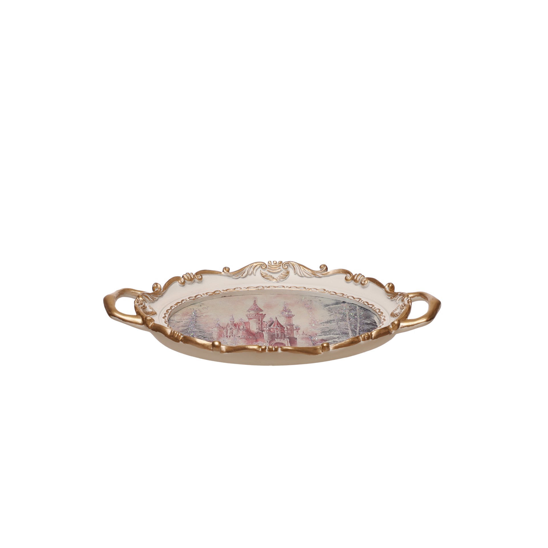 slide 2 of 3, 12" Pink & Gold Castle Decorative Tray By Ashland, 12 in