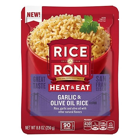 slide 1 of 1, Rice-A-Roni Garlic Olive Oil Heat & Eat, 8.8 oz