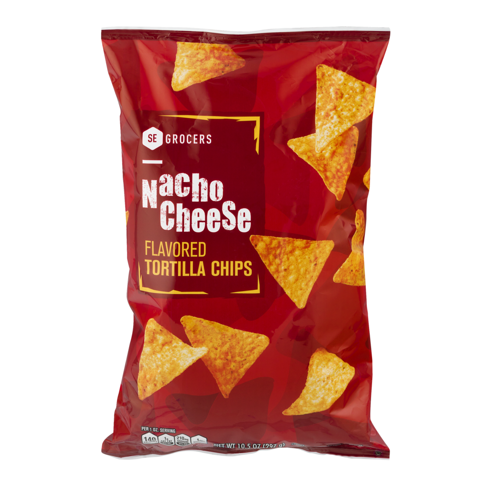 slide 1 of 1, SE Grocers Tortilla Chips Nacho Cheese, 10.5 oz