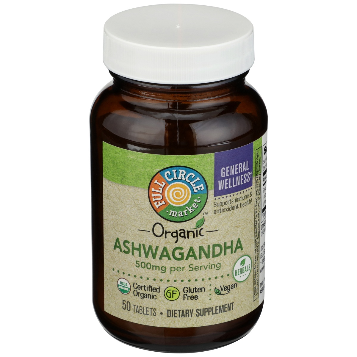 slide 1 of 1, Full Circle Market Ashwagandha 500 Mg Supports Immune & Antioxidant Health Dietary Supplement Vegan Tablets, 50 ct