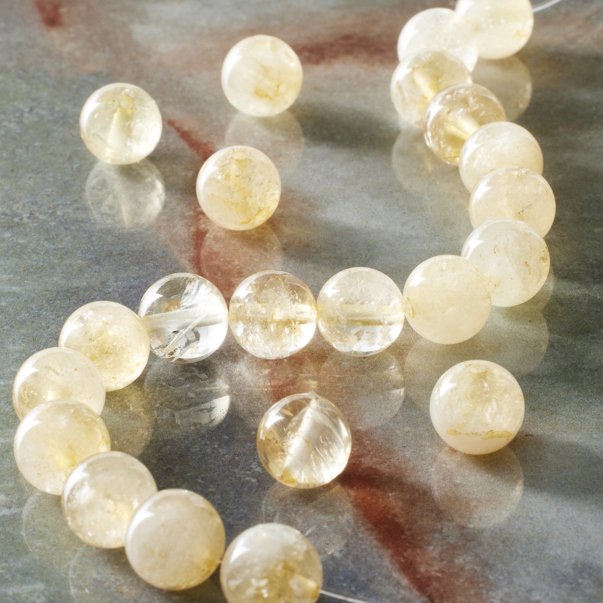 slide 2 of 3, Citrine Round Beads By Bead Landing, 8 mm