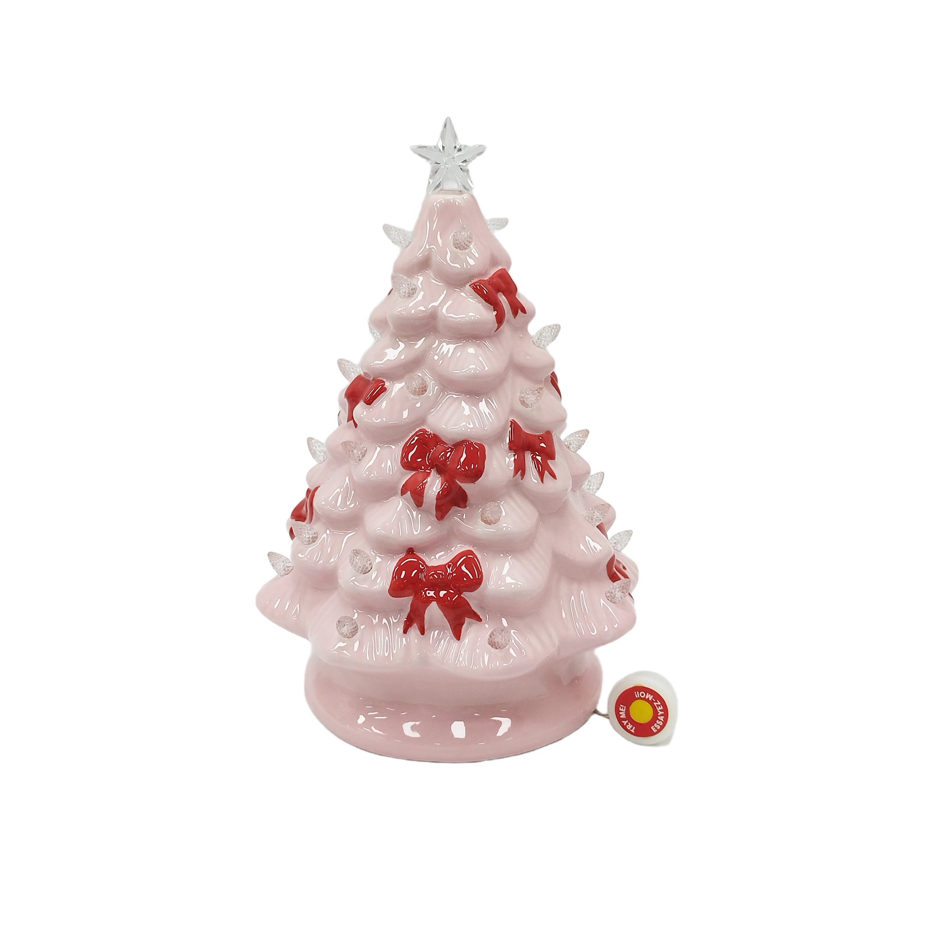 slide 3 of 3, 10" Pink Tree With Bows Led Ceramic Tabletop Decor By Ashland, 10 in