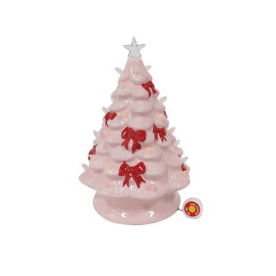 slide 1 of 3, 10" Pink Tree With Bows Led Ceramic Tabletop Decor By Ashland, 10 in