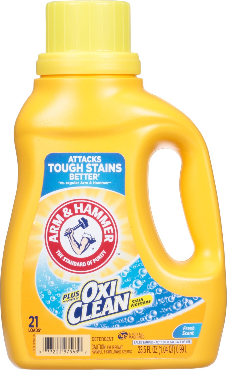slide 3 of 13, ARM & HAMMER Plus OxiClean Stain Fighters Fresh Scent Detergent 33.5 fl oz, 33.50 fl oz