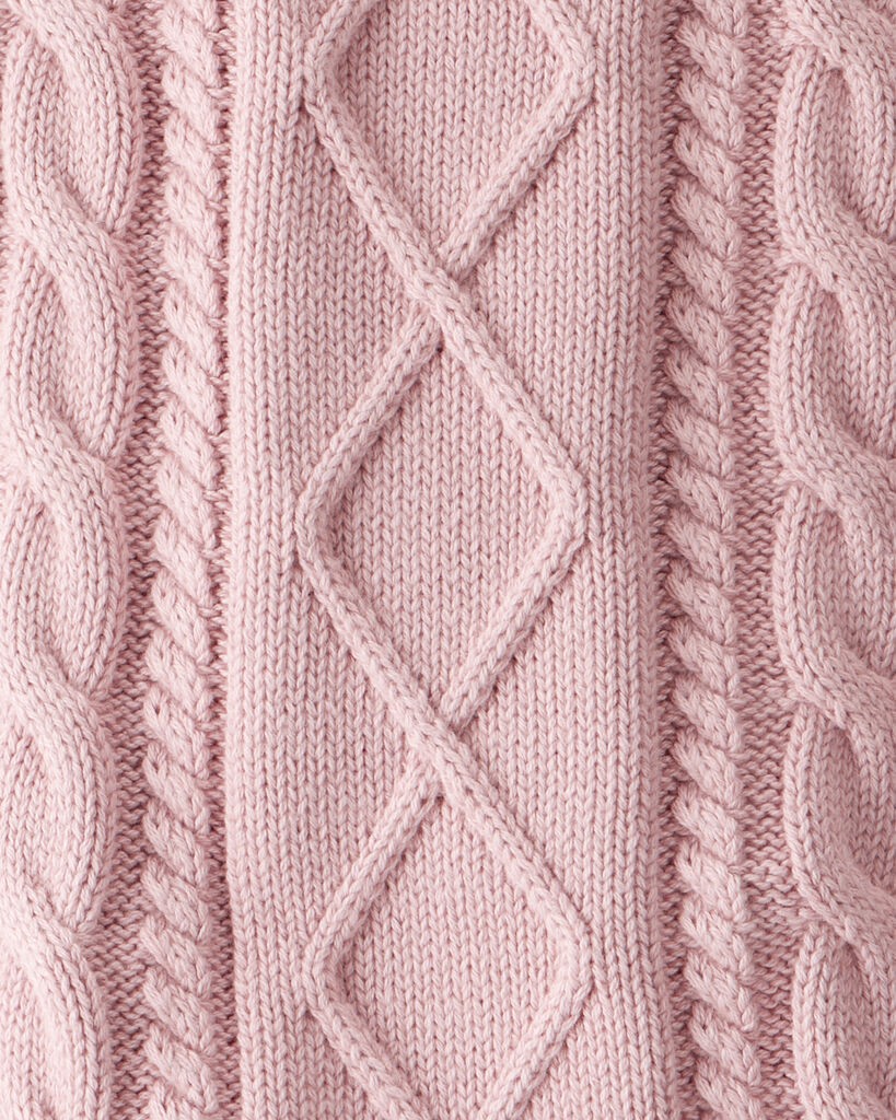 slide 2 of 4, Littleplanet Baby Girl Organic Cotton Cable Knit Overalls Pink 3M, 1 ct