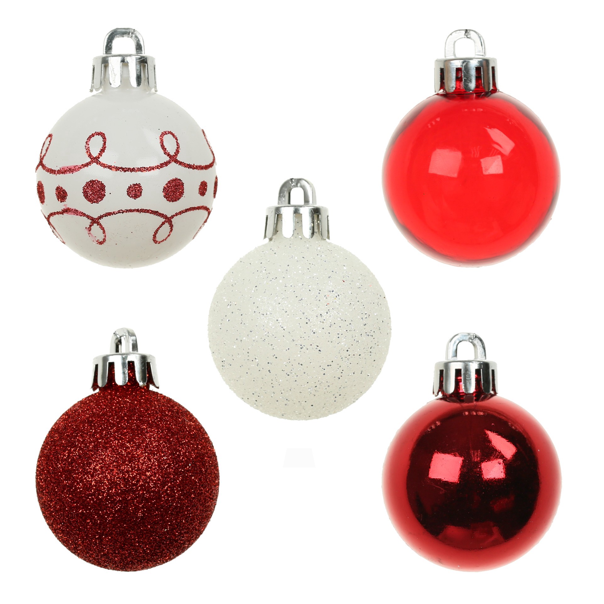 slide 3 of 3, 7 Pack 1.5" Red & White Shatterproof Ball Ornaments By Ashland, 7 ct