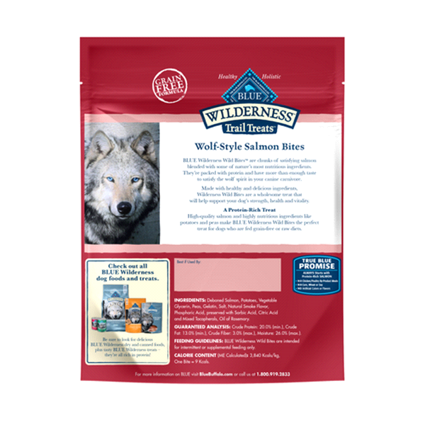 slide 12 of 17, Blue Buffalo Wilderness Trail Treats Wild Bites Grain Free Soft-Moist Dog Treats, Salmon 4-oz, 4 oz