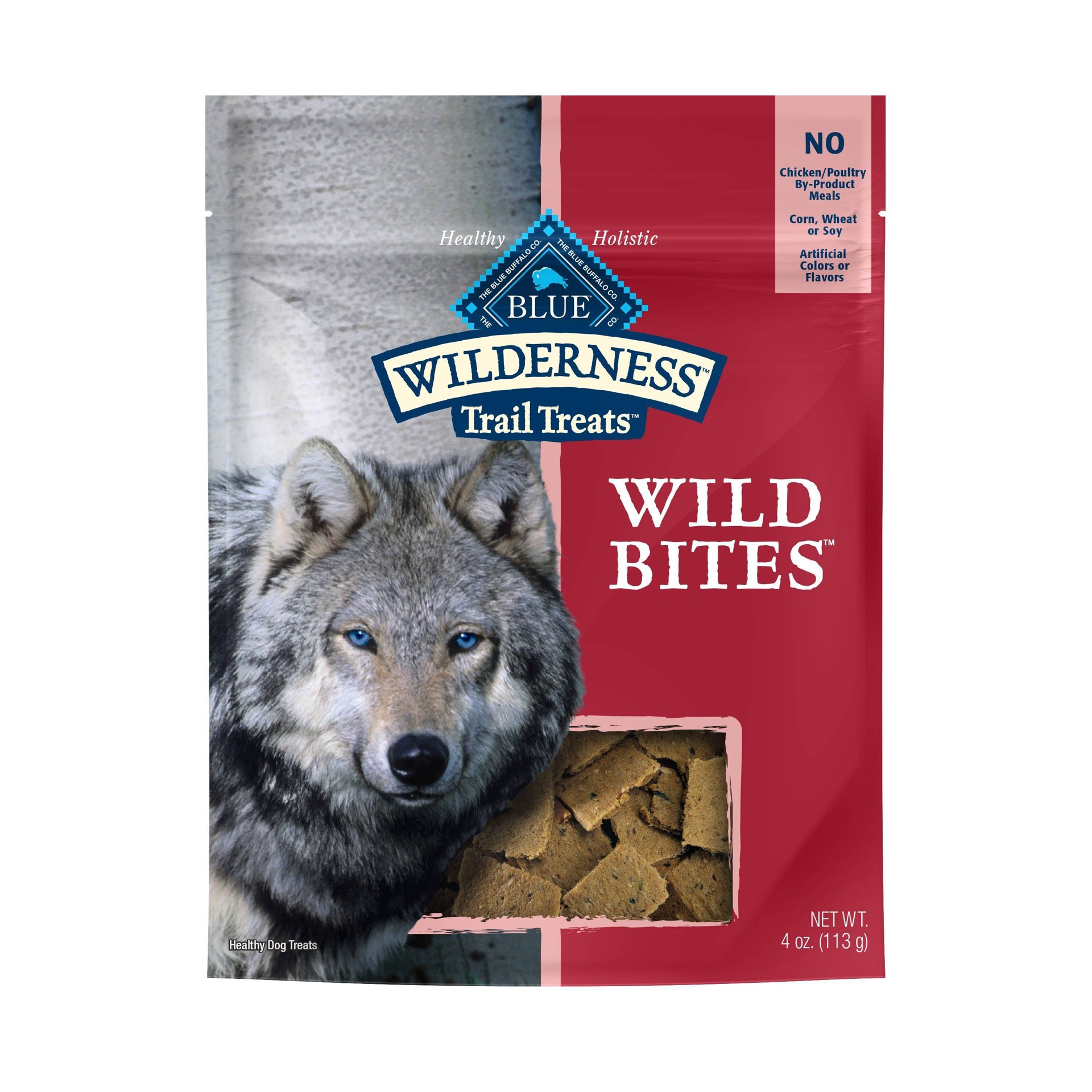 slide 1 of 17, Blue Buffalo Wilderness Trail Treats Wild Bites Grain Free Soft-Moist Dog Treats, Salmon 4-oz, 4 oz