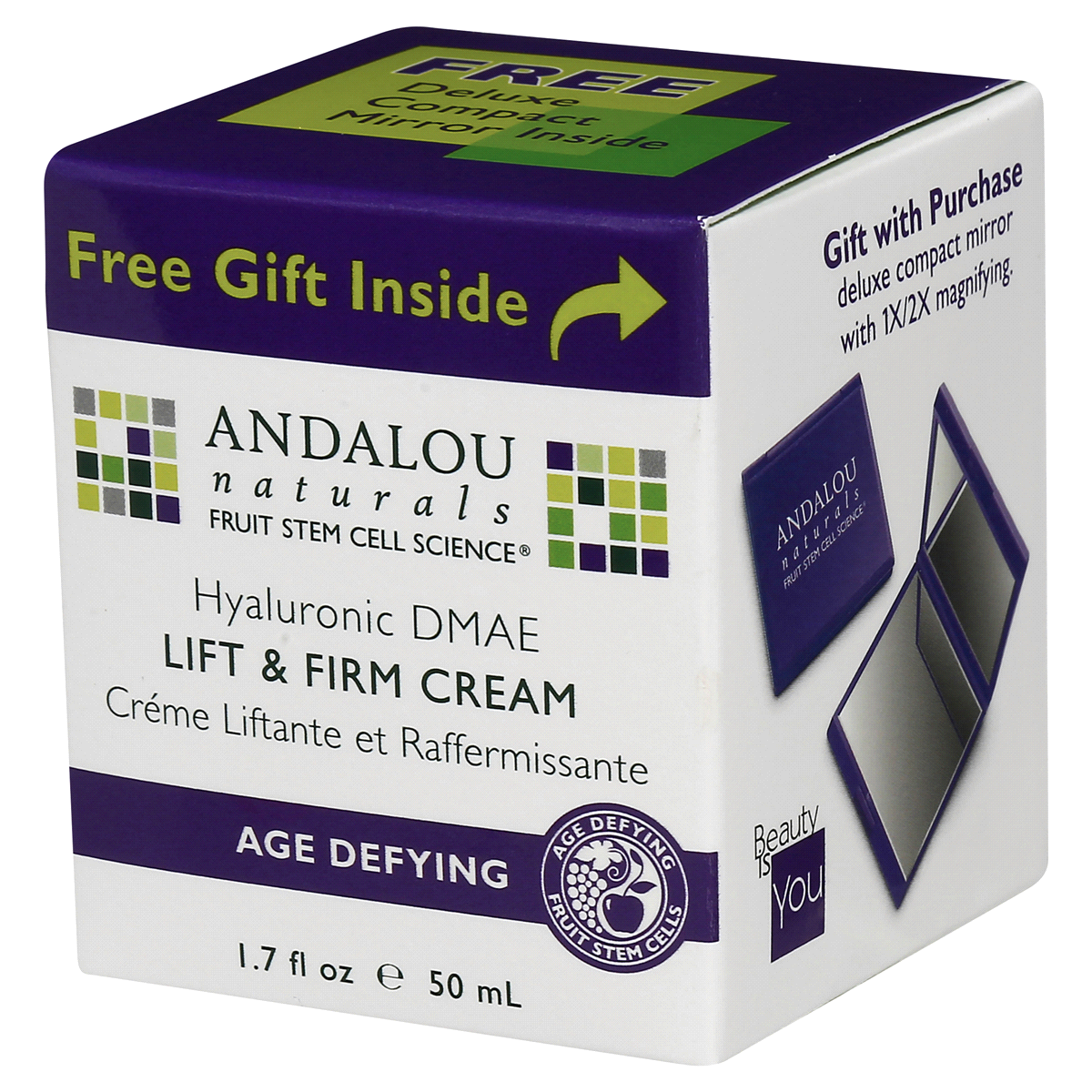 slide 6 of 8, Andalou Naturals Hyaluronic Dmae Lift & Firm Age Defying Cream, 1.7 fl oz