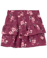 Oshkosh Toddler Floral Print Tiered Skort Maroon 2T