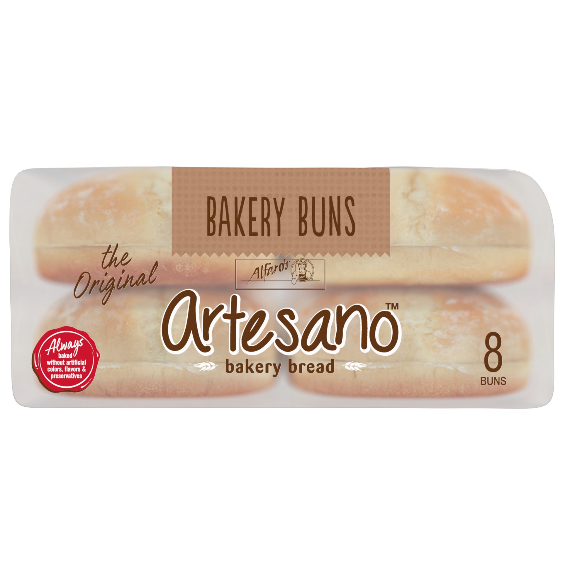 slide 5 of 7, Alfaro's Artesano White Bakery Buns, 8 count, Hamburger Buns, 19 oz Bag, 8 ct