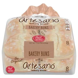 Alfaro's Artesano White Bakery Buns, 8 count, Hamburger Buns, 19 oz Bag