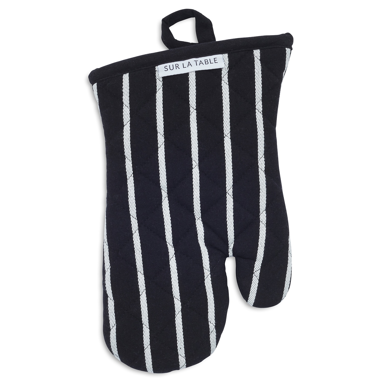 slide 1 of 1, Sur La Table Black Butcher Stripe Oven Mitt, 1 ct