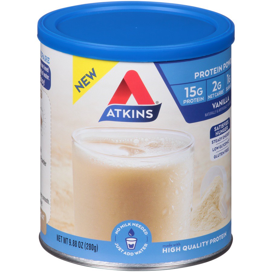 slide 7 of 8, Atkins Vanilla Protein Powder, 9.88 oz