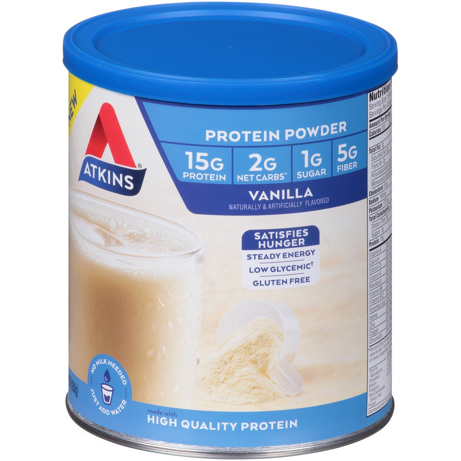 slide 5 of 8, Atkins Vanilla Protein Powder, 9.88 oz