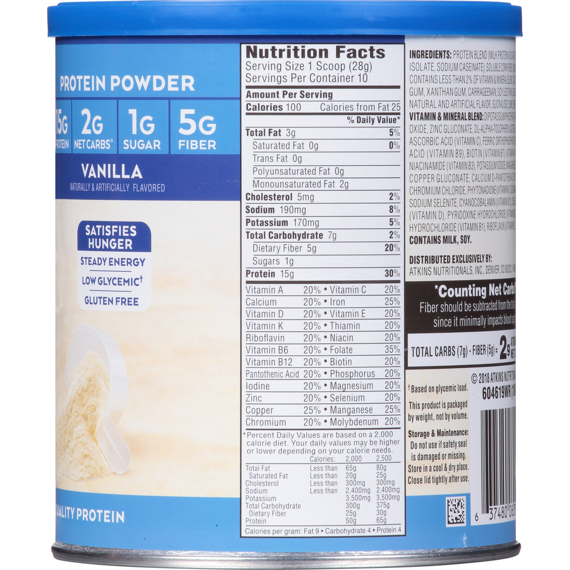 slide 6 of 8, Atkins Vanilla Protein Powder, 9.88 oz