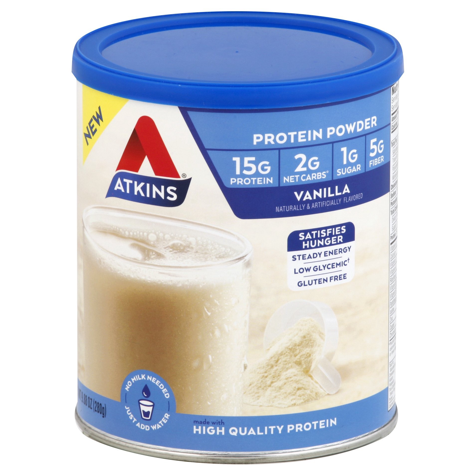 slide 1 of 8, Atkins Vanilla Protein Powder, 9.88 oz