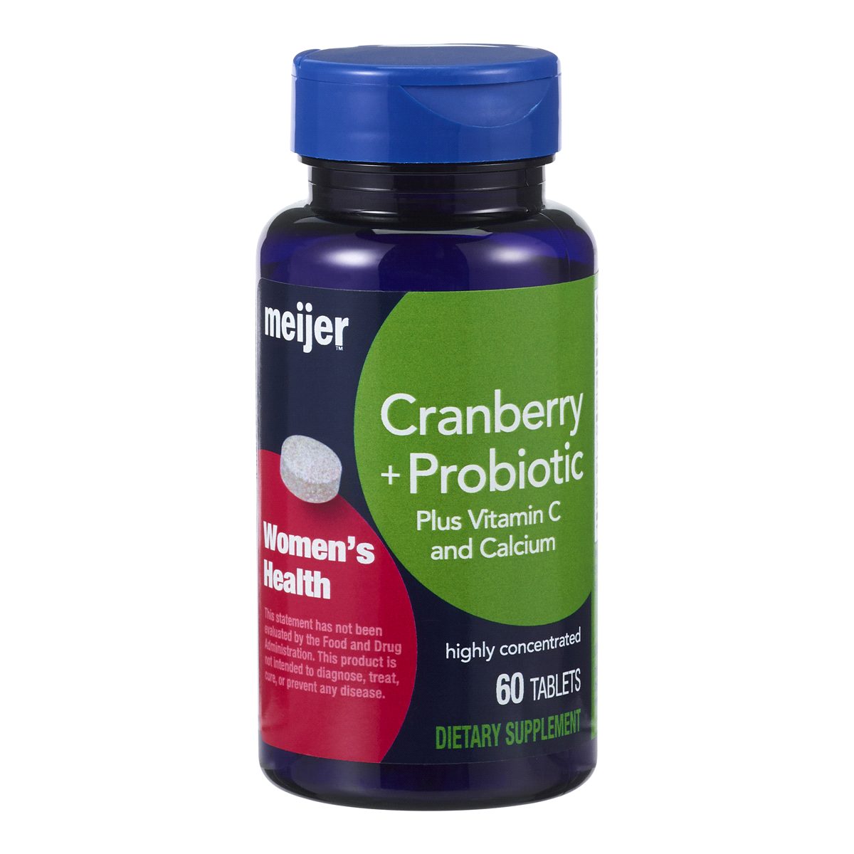 slide 1 of 9, MEIJER WELLNESS Meijer Cranberry + Probiotic Tablets, with Vitamin C and Calcium, 60 ct