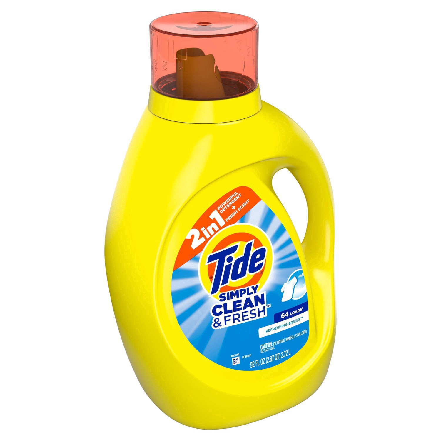 slide 18 of 51, Tide Simply Clean & Fresh Liquid Laundry Detergent, Refreshing Breeze, 64 loads, 92 fl oz, 92 fl oz