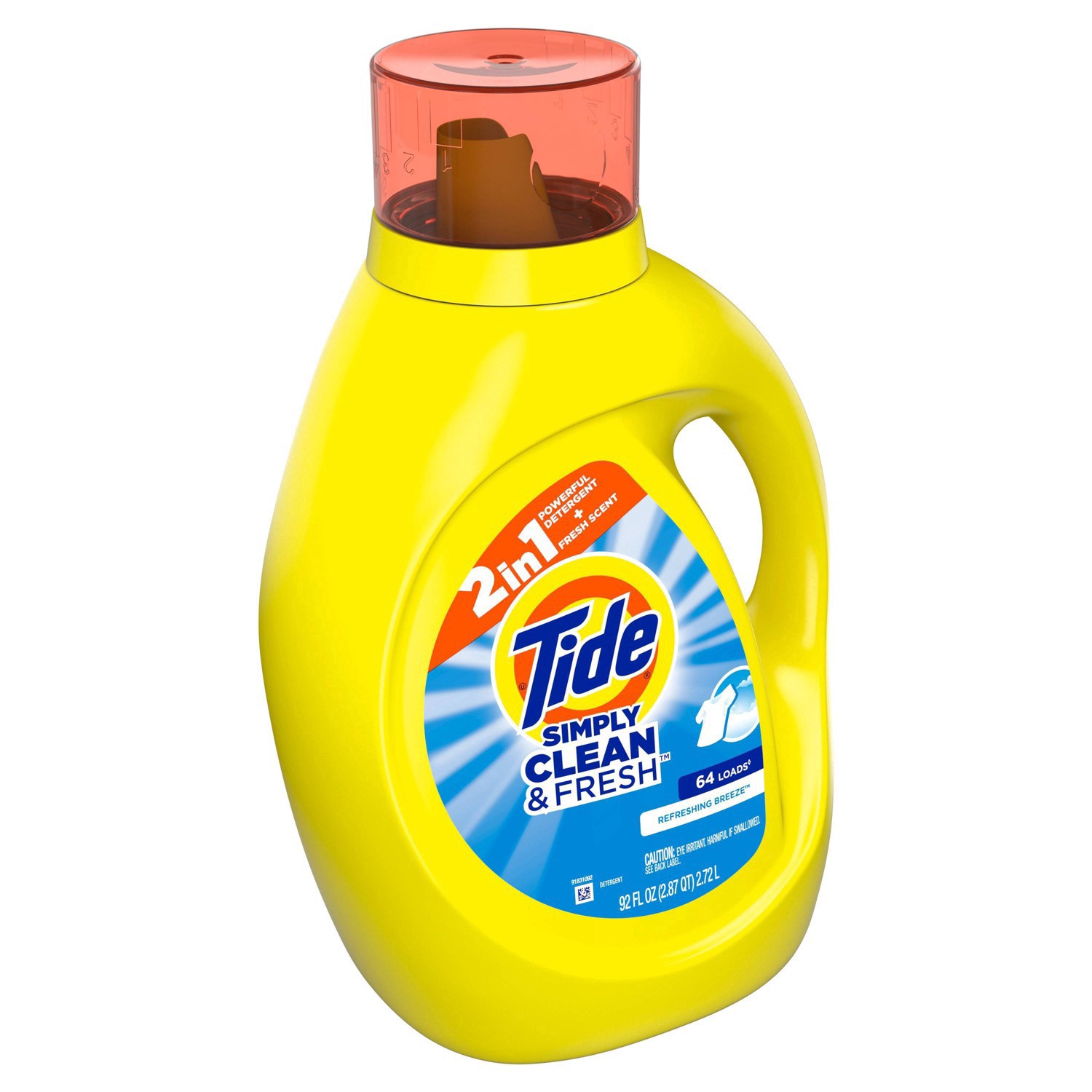 slide 41 of 51, Tide Simply Clean & Fresh Liquid Laundry Detergent, Refreshing Breeze, 64 loads, 92 fl oz, 92 fl oz