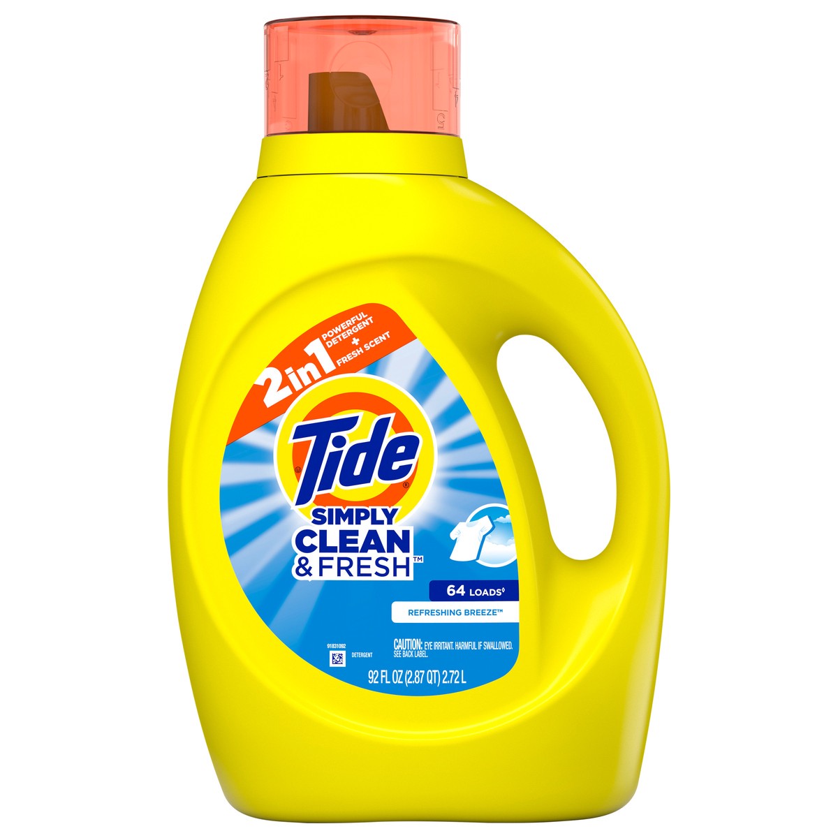 slide 1 of 51, Tide Simply Clean & Fresh Liquid Laundry Detergent, Refreshing Breeze, 64 loads, 92 fl oz, 92 fl oz