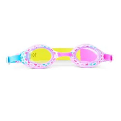 Aqua2ude Heart Print Kids Swim Goggles - Pink, Yellow & Blue