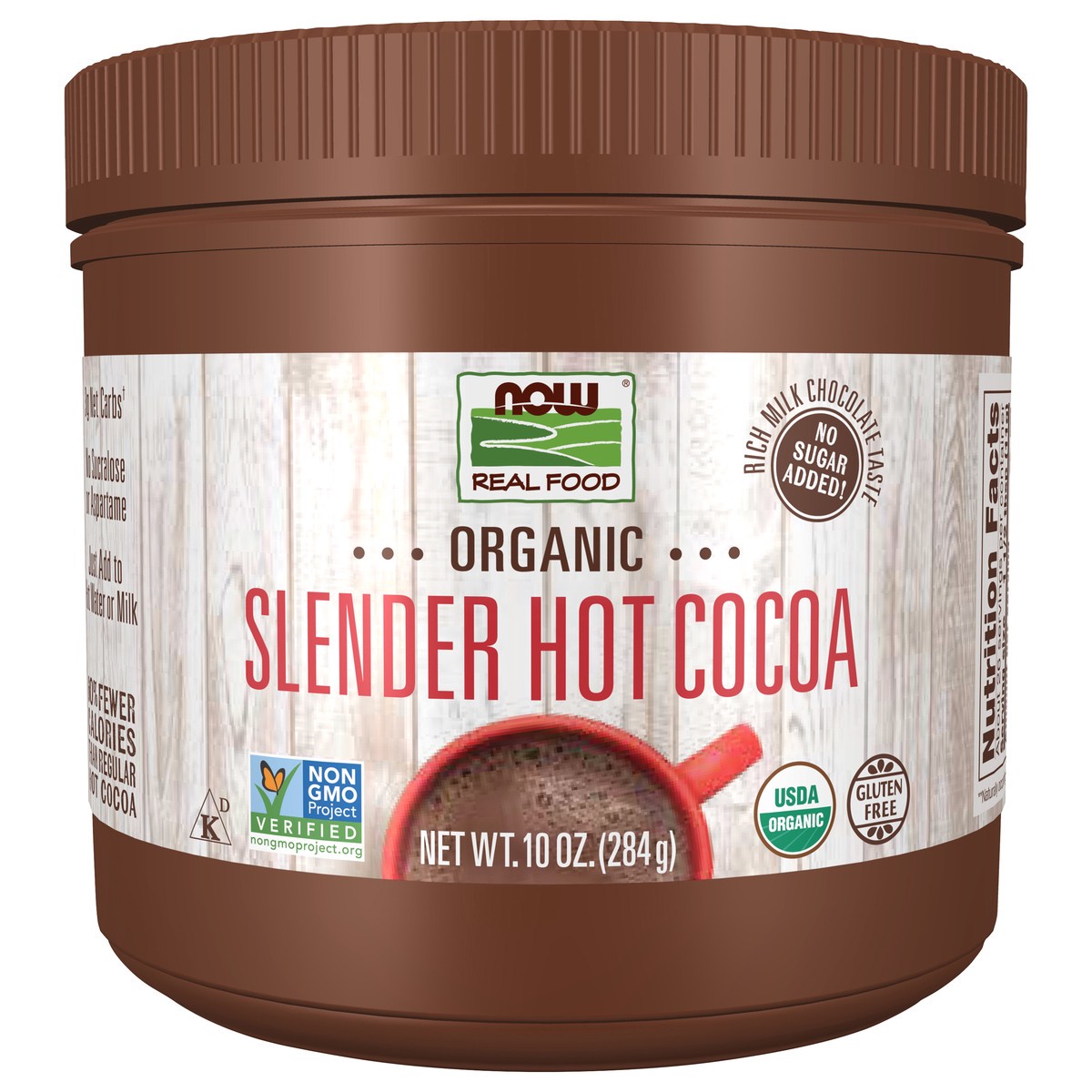 slide 1 of 4, NOW Real Food Slender Hot Cocoa, Organic- 10 oz, 10 oz