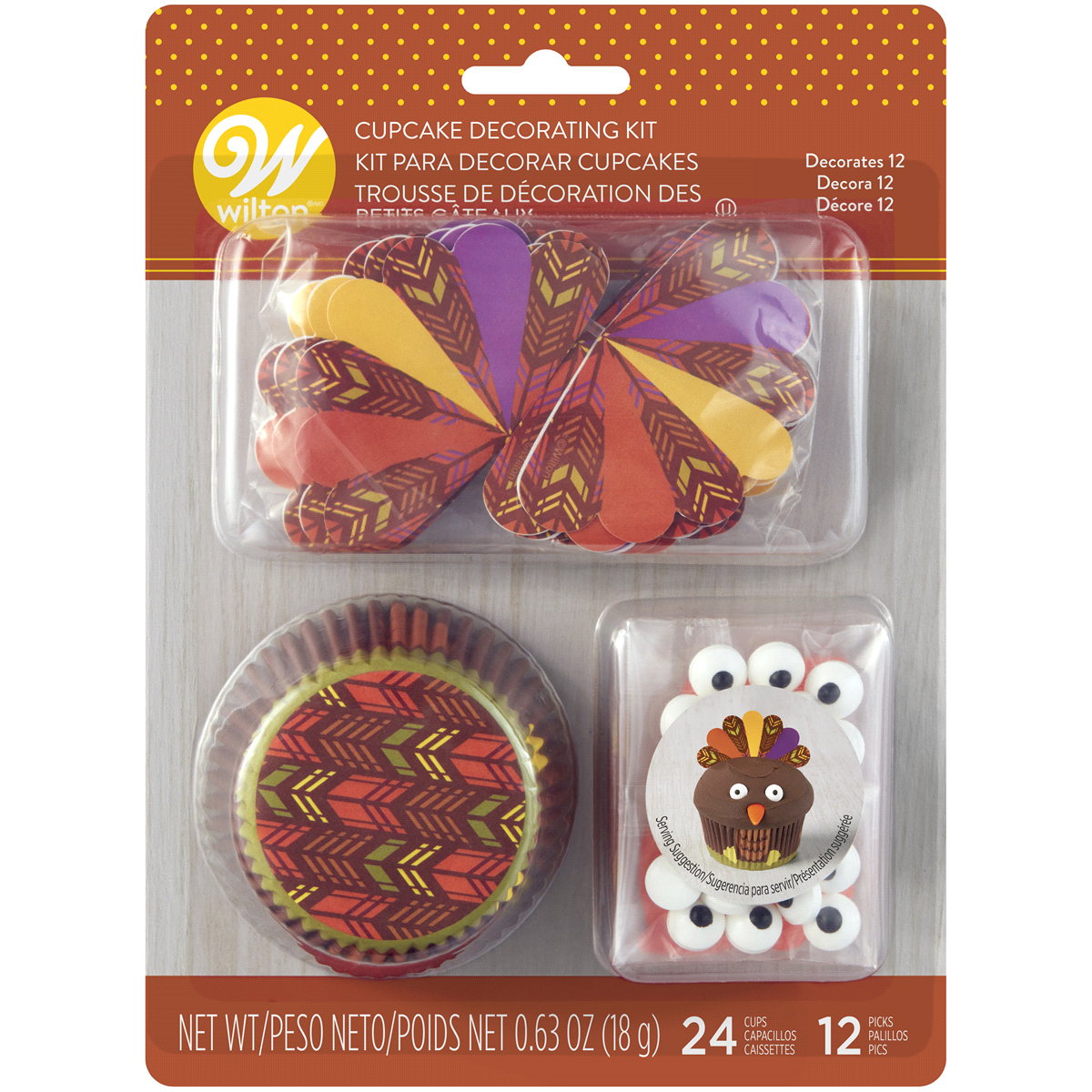 slide 1 of 17, Wilton Thanksgiving Turkey Cupcake Decorating Kit, 1 ct