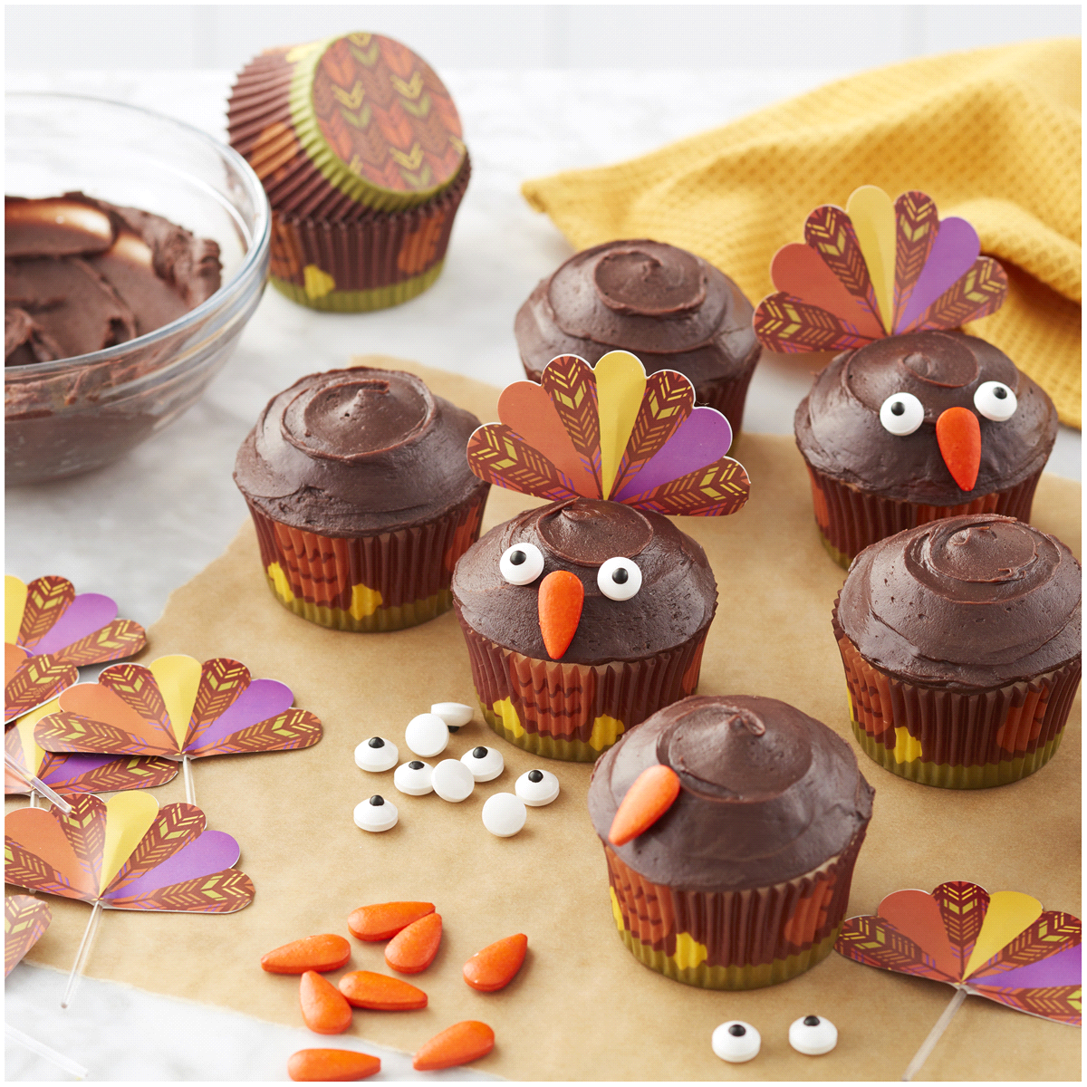 slide 9 of 17, Wilton Thanksgiving Turkey Cupcake Decorating Kit, 1 ct