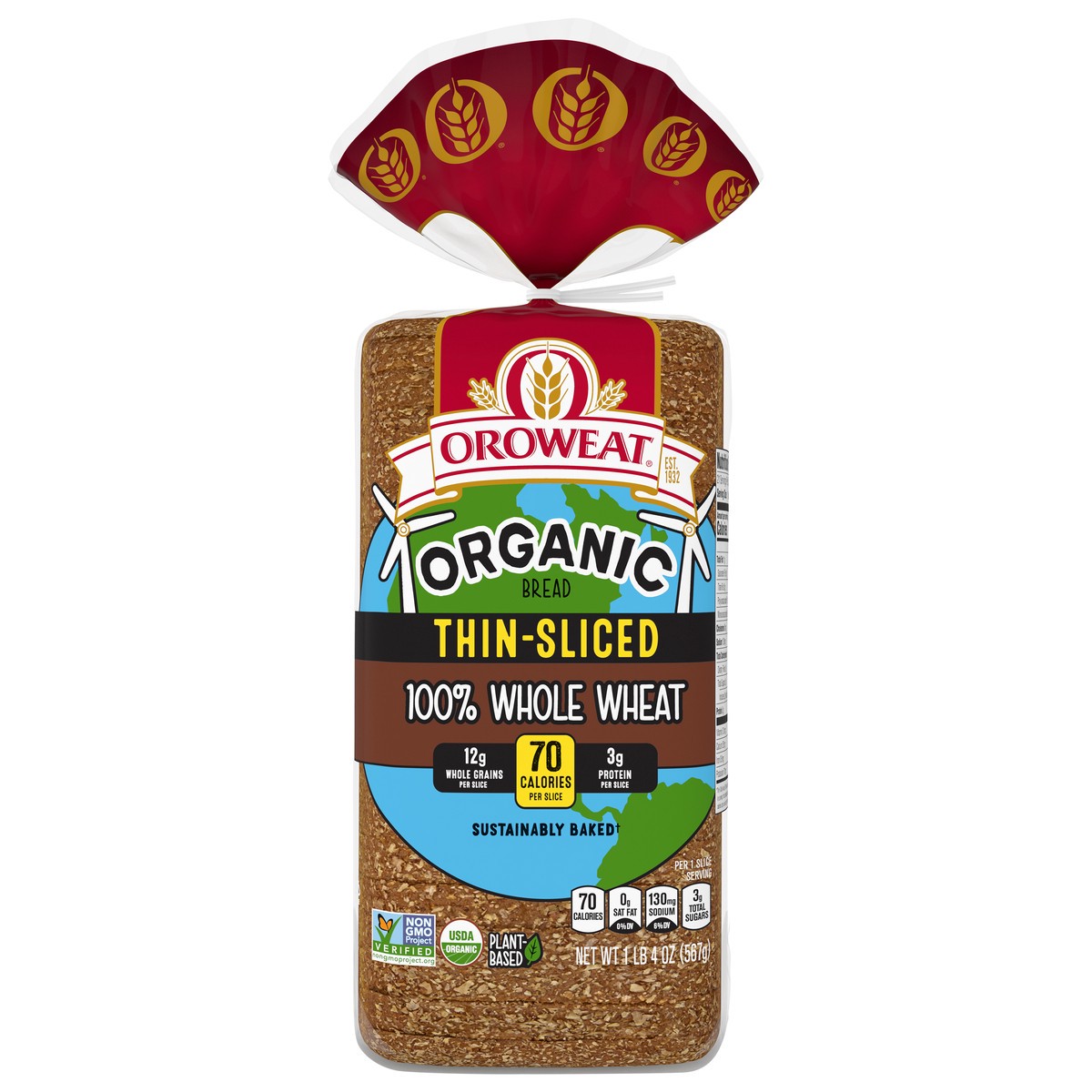 slide 1 of 7, Oroweat Organic 100% Whole Wheat Thin-Sliced Bread, 20 oz, 1 cnt